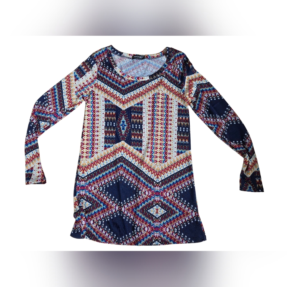 About A Girl Boho Southwest Print Tunic Top Size XL